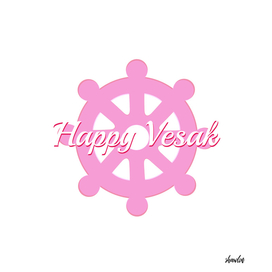Vesak day card with 'Wheel of Dharma'