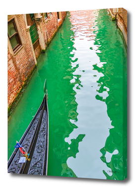 Gondola Crossing Small Canal, Venice, Italy