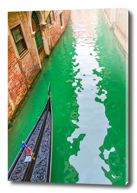 Gondola Crossing Small Canal, Venice, Italy