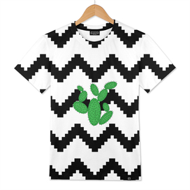 Cactus -  geometric pattern - black and white.
