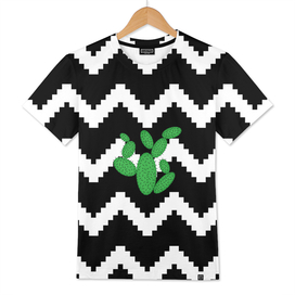 Cactus -  geometric pattern - black and white.