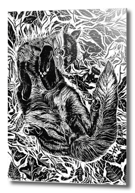 fox lino cut
