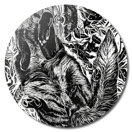 fox lino cut