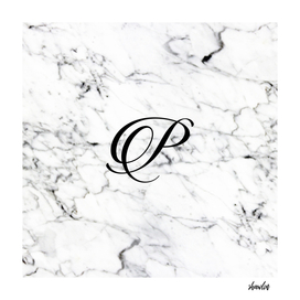 Letter P on Marble texture Initial personalized monogram
