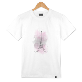 Watercolor Art Eiffel Tower | pink