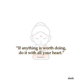 Buddha with motivational quote.