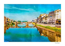 Watercolor Bridge on Arno