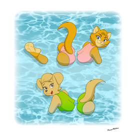 Swimming with Clover & Caramel