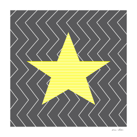 Star - geometric pattern - gray and yellow.