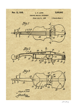 1935 Violin Vintage Patent Print