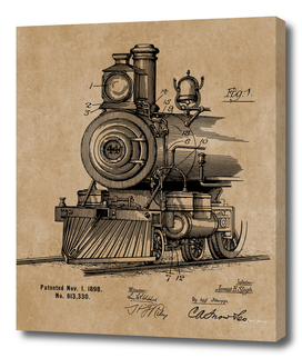Vintage Steam Engine Locomotive 1898 Patent Blueprint