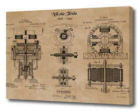 Nikola Tesla Electric Generator Inventions Patent Prints