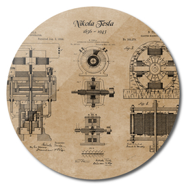 Nikola Tesla Electric Generator Inventions Patent Prints