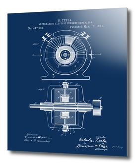 Vintage Tesla Generator Patent Print