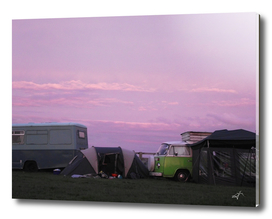 Camping under a lilac sky