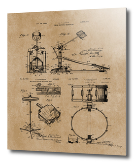 Drummer Gift Drum Set Vintage Patent Blueprints