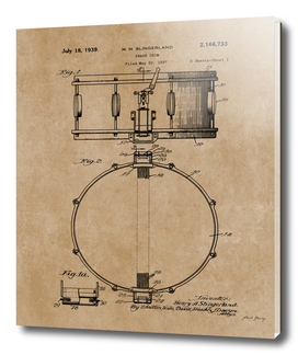 Vintage Snare Drum Patent Print 1939