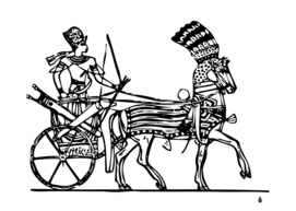 Line art drawing ancient chariot