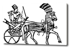 Line art drawing ancient chariot