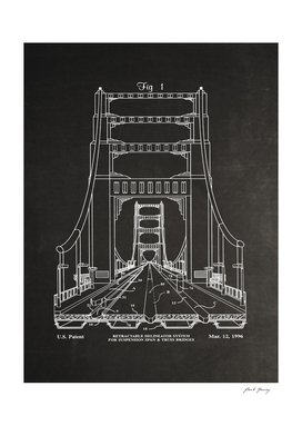Suspension Bridge Patent Blueprint Art