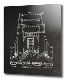 Suspension Bridge Patent Blueprint Art