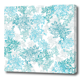 Turquoise and grey layered passionflower pattern