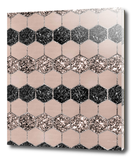 Blush Hexagon Glitter Glam #1 #geometric #decor #art