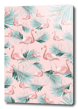 Blush Flamingo Palm Vibes #1 #pastel #tropical #decor #art