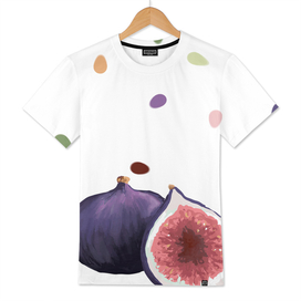 Colourful swashes and figs on white
