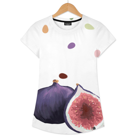 Colourful swashes and figs on white
