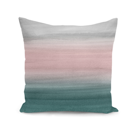 Touching Teal Blush Gray Watercolor Abstract #1 #painting