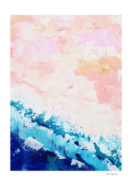 Nautical aerial, abstract ocean, pink blue