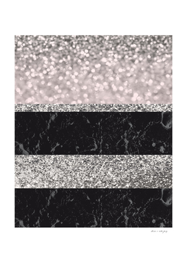 Gray Black Marble Glitter Stripes Glam #1 #shiny #decor #art