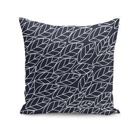Doodle Leaves Navy and Light Grey (almost white)