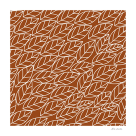 Doodle Leaves Rust and Light Grey (almost white)