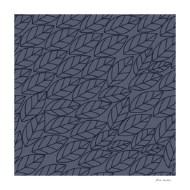 Doodle Leaves Navy and Blue Grey
