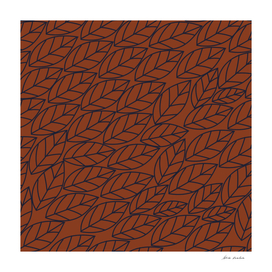 Doodle Leaves - Rust and Navy