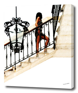 Woman climbing the stairs