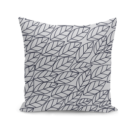 Doodle Leaves Light Grey and Navy