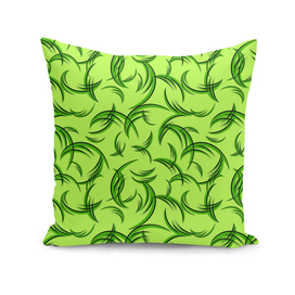 Green floral ornament of leaves and foliage.