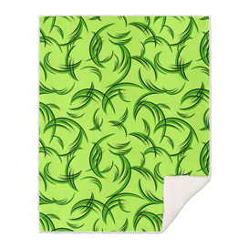 Green floral ornament of leaves and foliage.