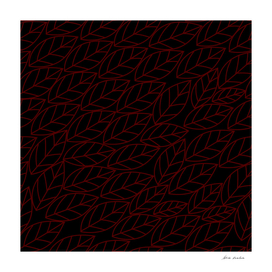 Doodle Leaves - Red on Black