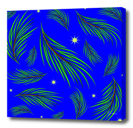 Background made of fir branches and stars.