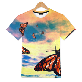 Flying Monarch Butterflies