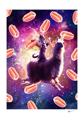 Warrior Space Cat On Llama Unicorn - Hot Dog