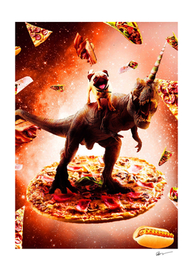 Outer Space Pug Riding Dinosaur Unicorn - Pizza