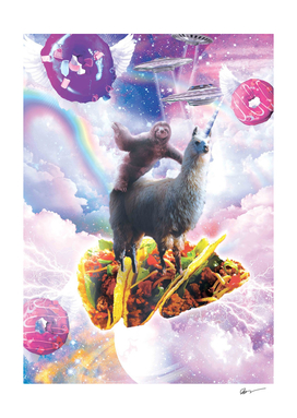 Space Sloth Riding Llama Unicorn - Taco & Donut