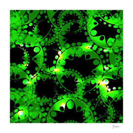 Green luminous lace from circles and balls.