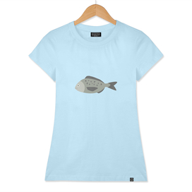 Gray fish icon in flat design