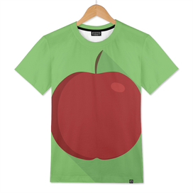 Red apple icon in flat long shadow design